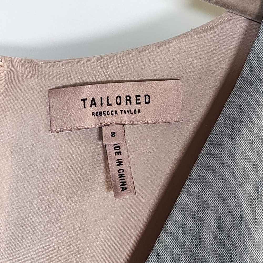 Tailored Rebecca Taylor Grey Linen Blend Sleeveless Career Office Dress 8 - Picture 11 of 14